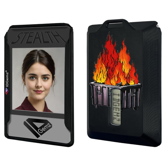 Dumpster Fire Badge Holder for RSA SecurID Tokens - Stealth Black - Holds up to 4 Badges - IDGemz by NerdWidgets