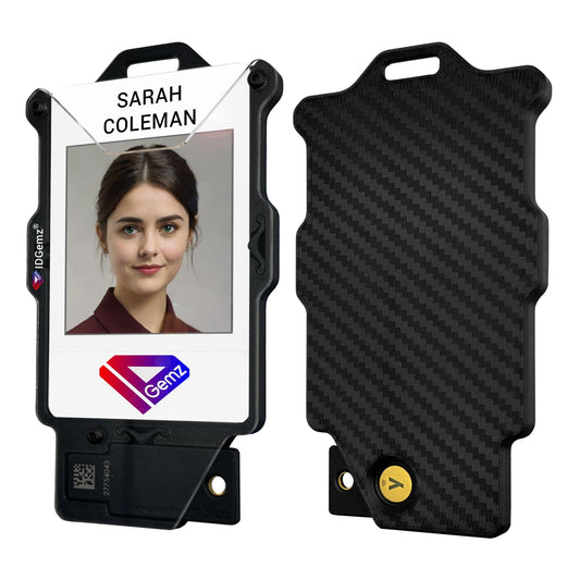 Premium Badge Holder for Yubikey 5 NFC Token and up to 4 Badges - Carbon Fiber Reinforced - IDGemz by NerdWidgets